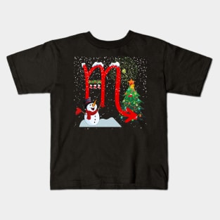 Christmas Themed Scorpio Zodiac Sign Astrology Kids T-Shirt